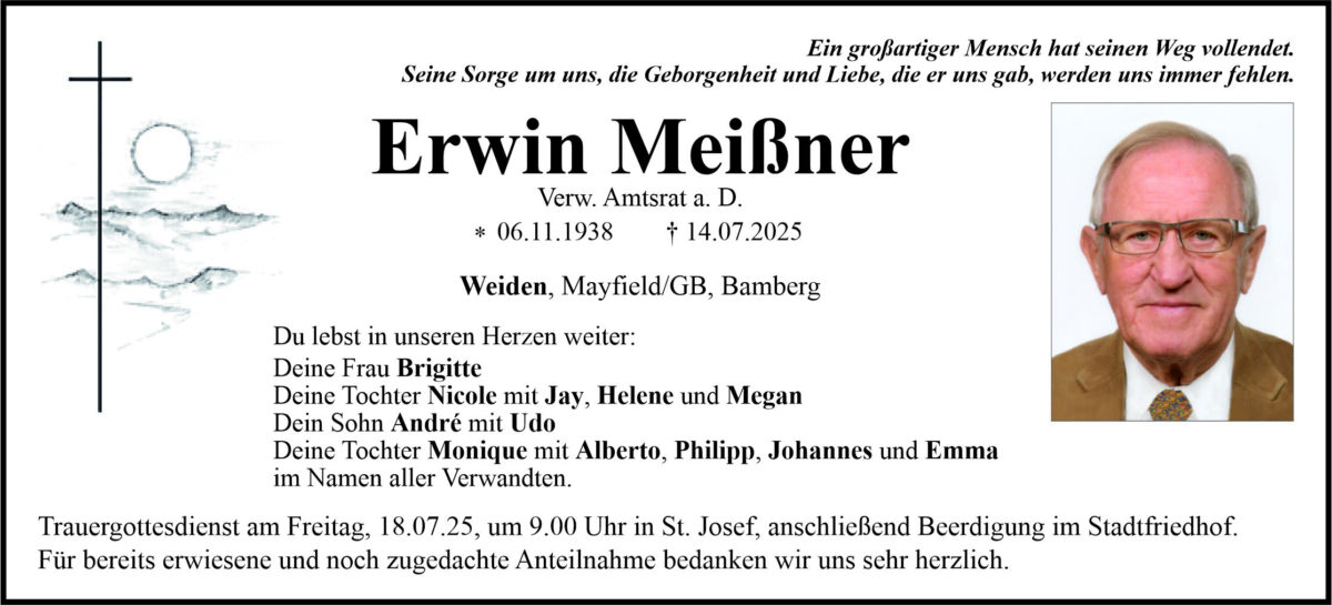 Traueranzeige Erwin Meißner, Weiden
