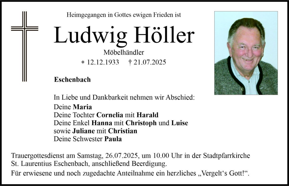 Traueranzeige Ludwig Höller, Eschenbach