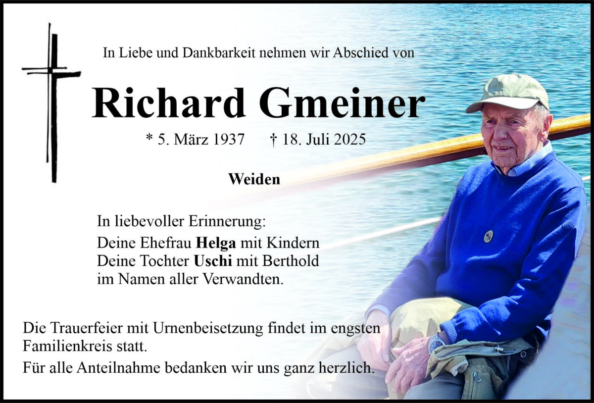 Traueranzeige Richard Gmeiner, Weiden