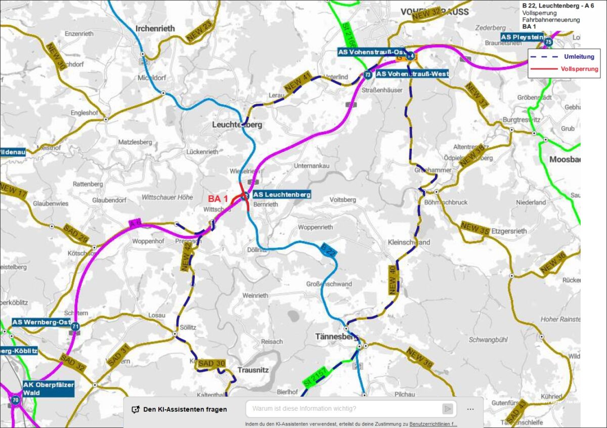 Polizei überwacht Sperrungen an der B 22 in Leuchtenberg - Hohe Bußgelder