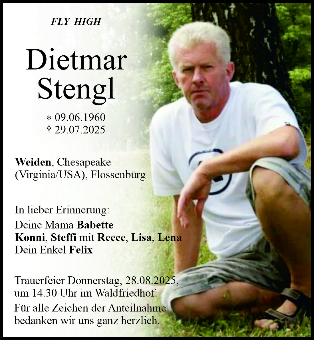 Traueranzeige Dietmar Stengl, Weiden