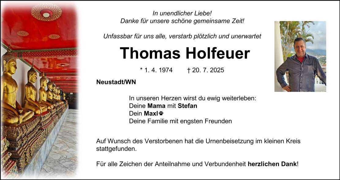 Traueranzeige Thomas Holfeuer, Neustadt/WN