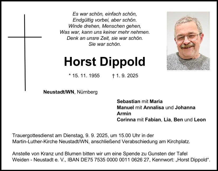 Traueranzeige Horst Dippold, Neustadt/WN