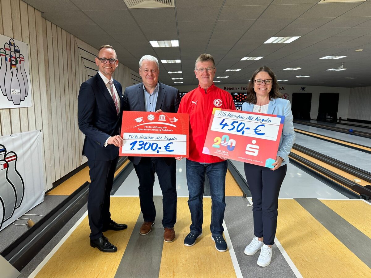 Sparkasse unterstützt Kegelbahnumbau in Hirschau mit 1.750 Euro
