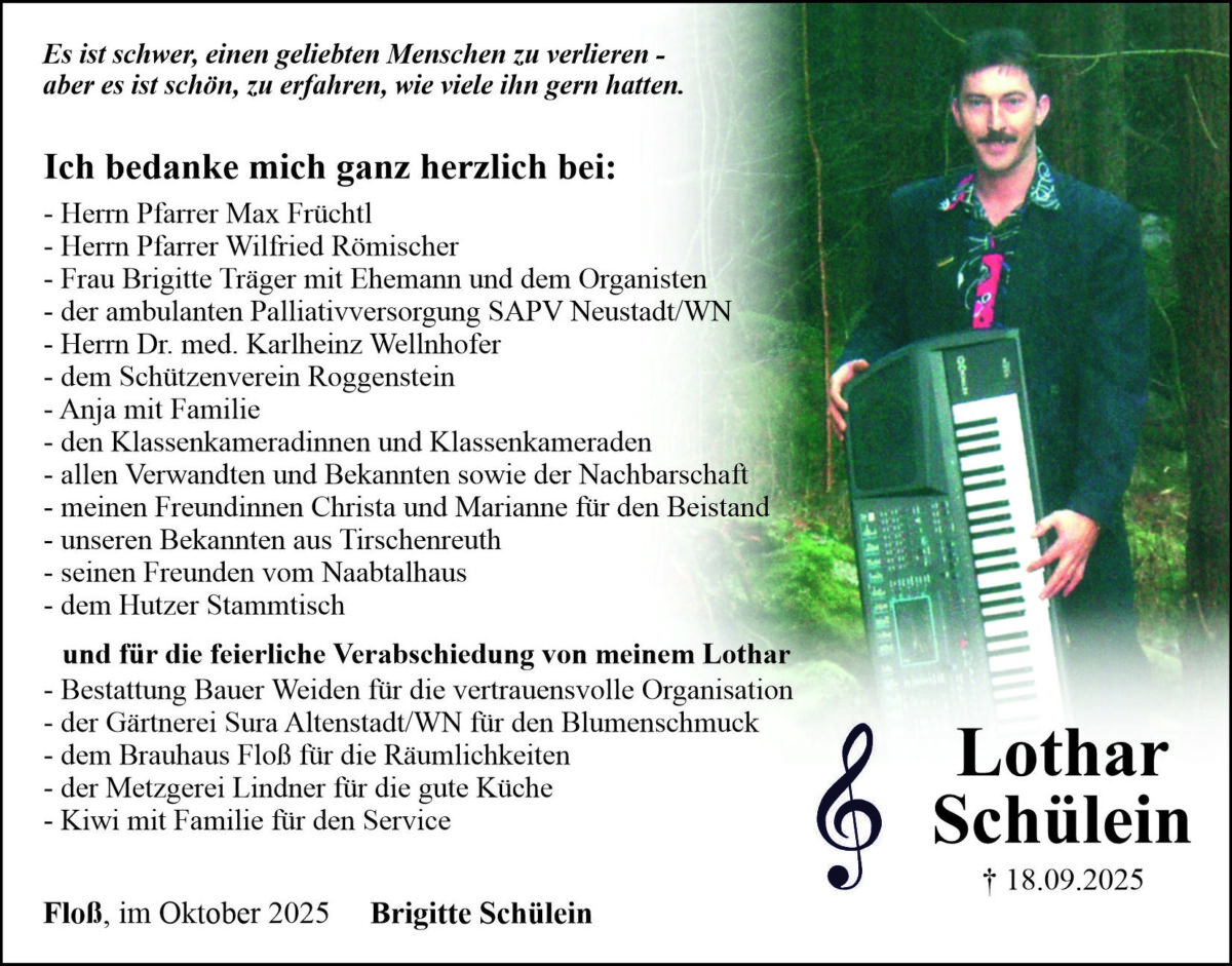 Danksagung Lothar Schülein, Floß