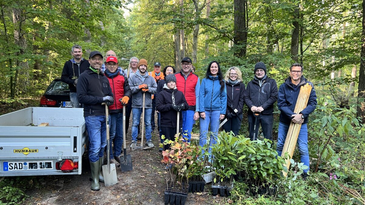 „Einheitsbuddeln“: Burglengenfelder Sozialdemokraten pflanzten mehr als 100 Bäume im Raffa