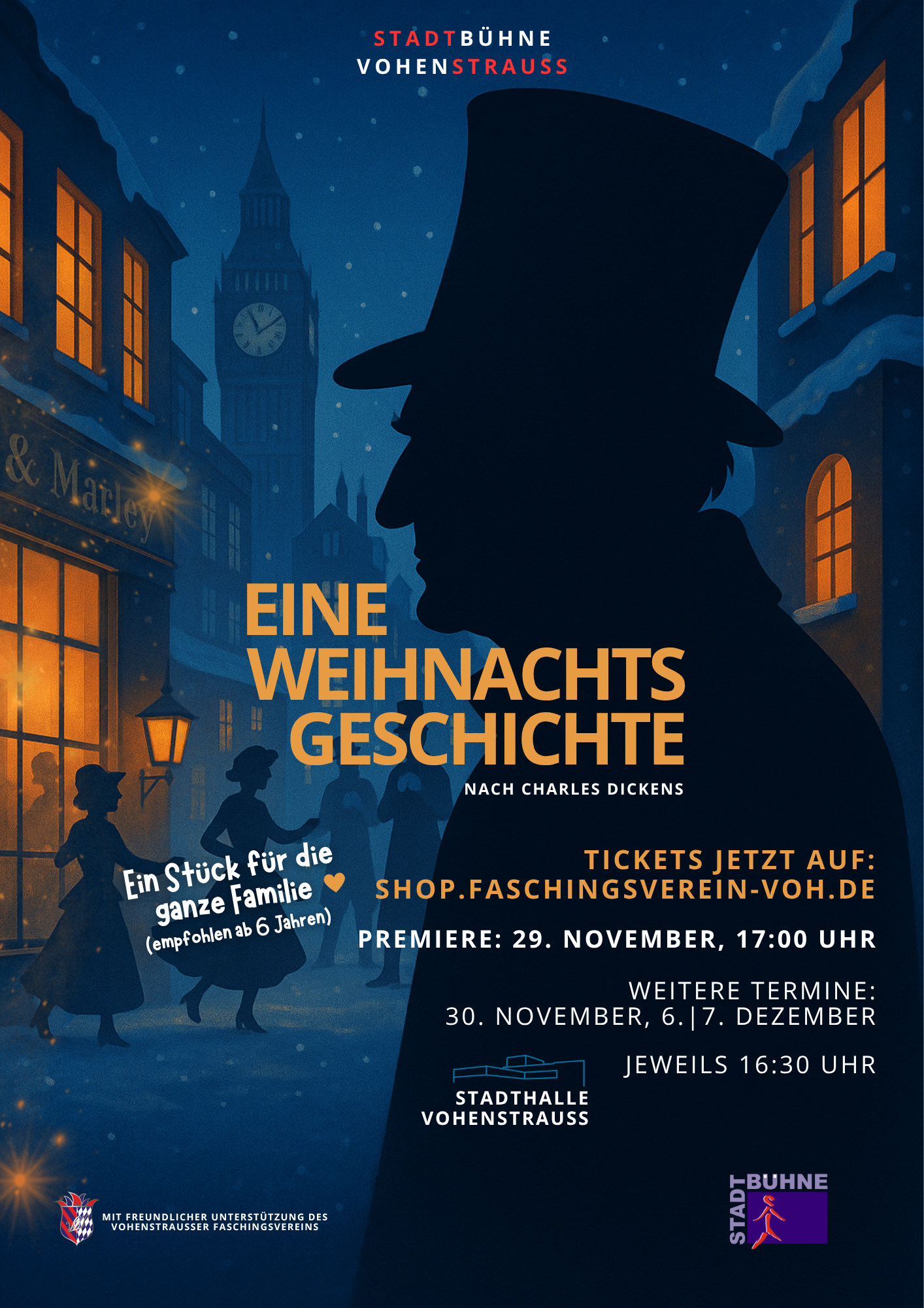 Tickets sichern! Stadtbühne Vohenstrauß spielt Eine Weihnachtsgeschichte und Shifting Self