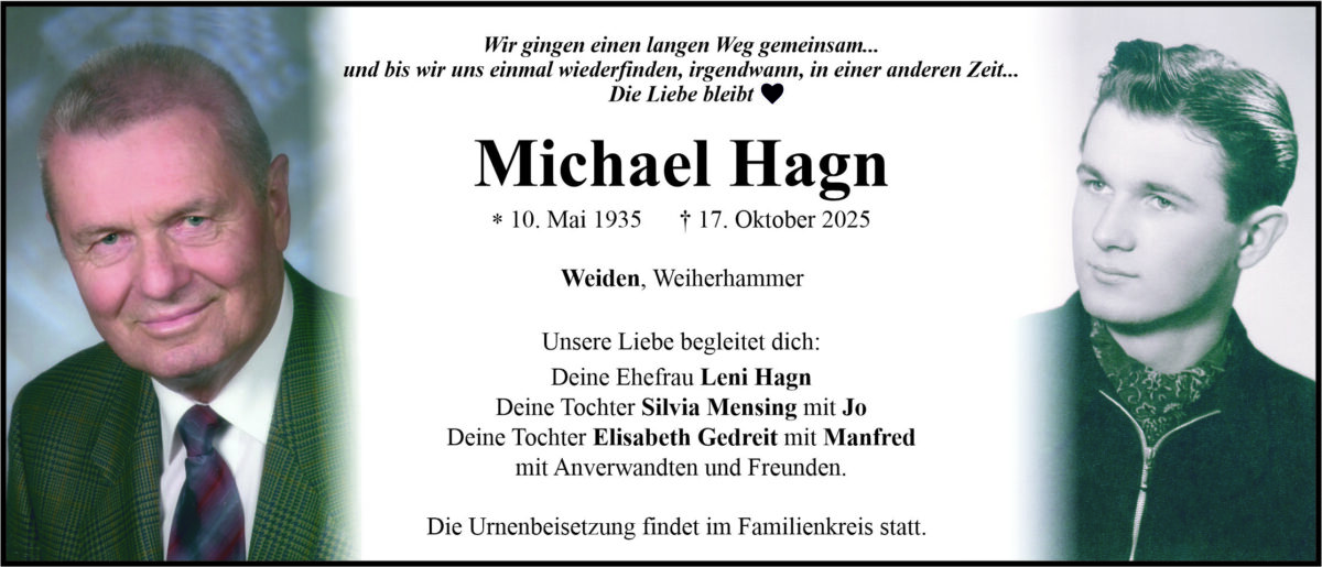 Traueranzeige Michael Hagn, Weiden