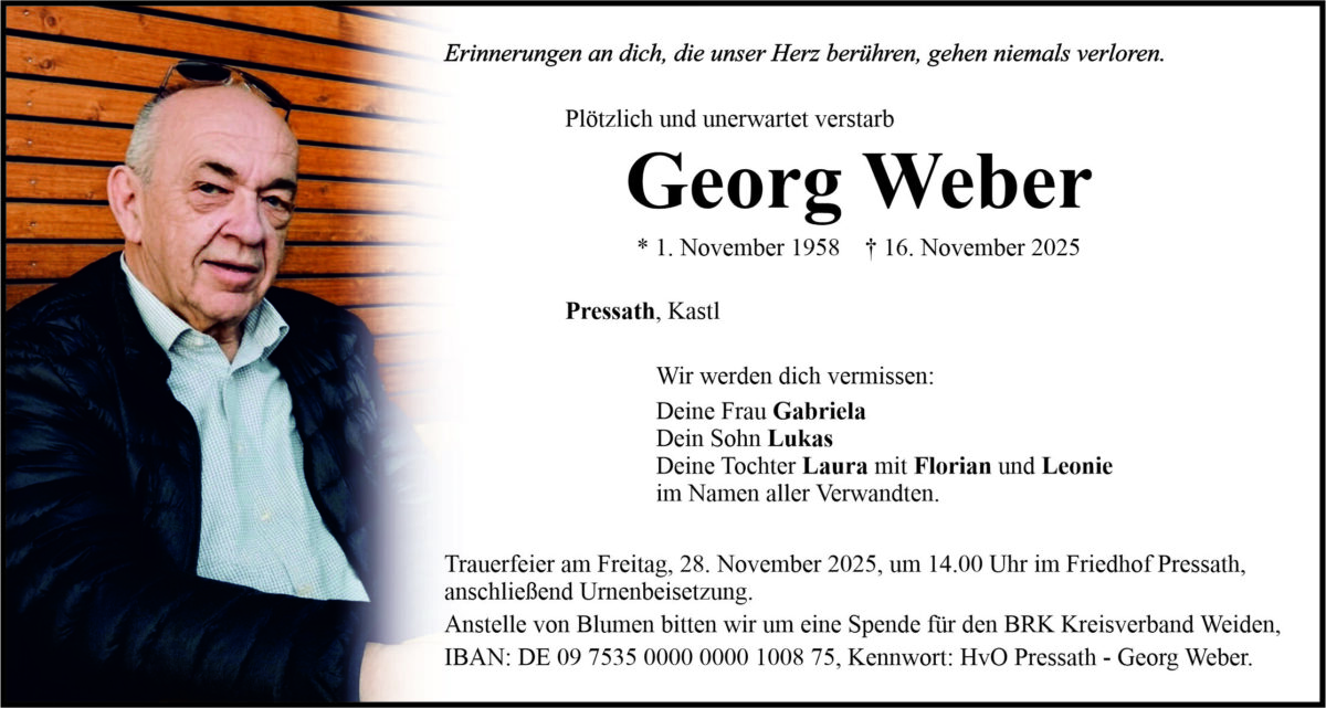 Traueranzeige Georg Weber, Pressath
