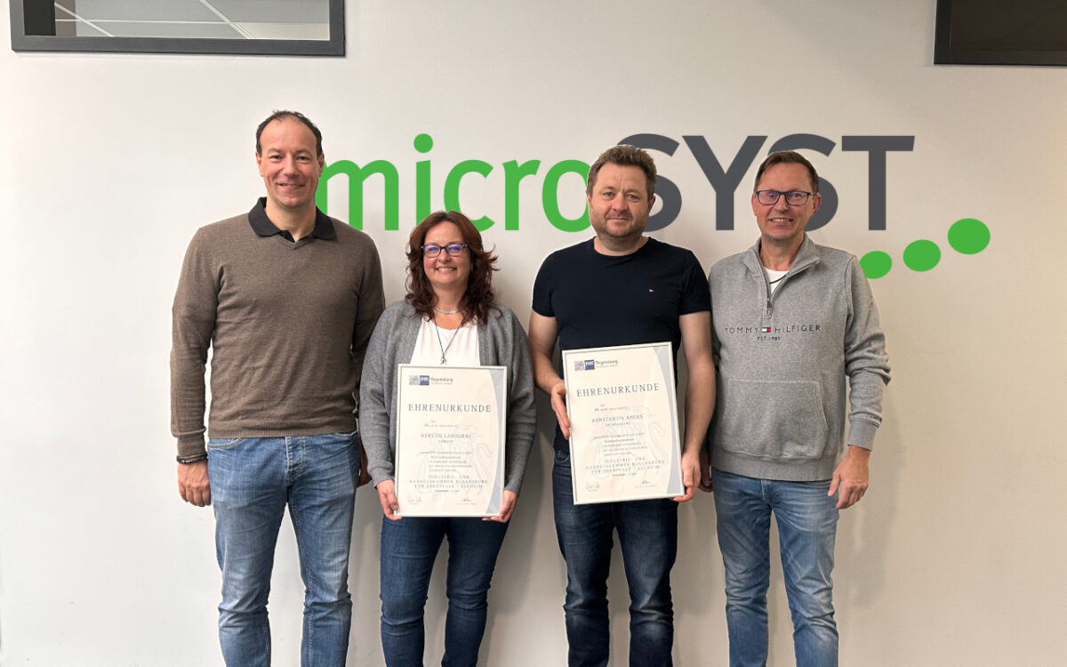 microSYST ehrt langjährige Mitarbeiterinnen und Mitarbeiter – 25 und 10 Jahre im Unternehmen