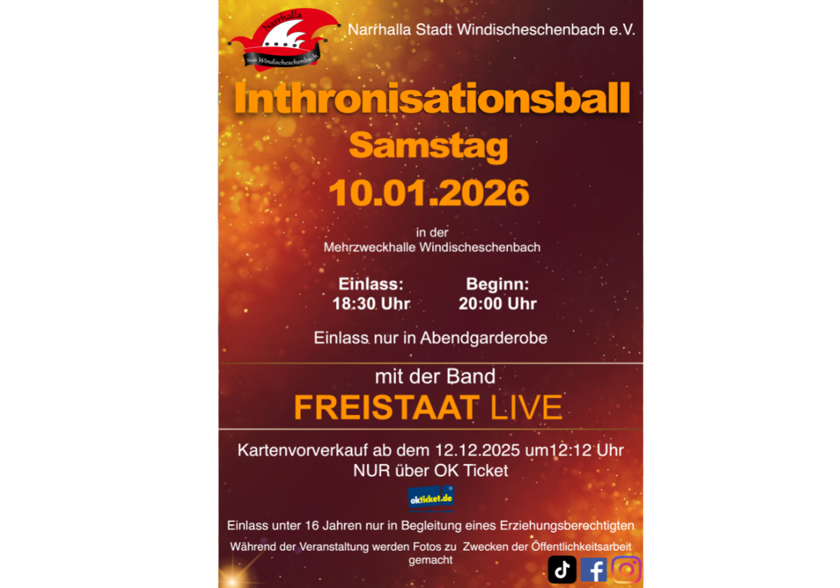 Faschingsauftakt: Inthroball der Narrhalla Windischeschenbach in Windischeschenbach.