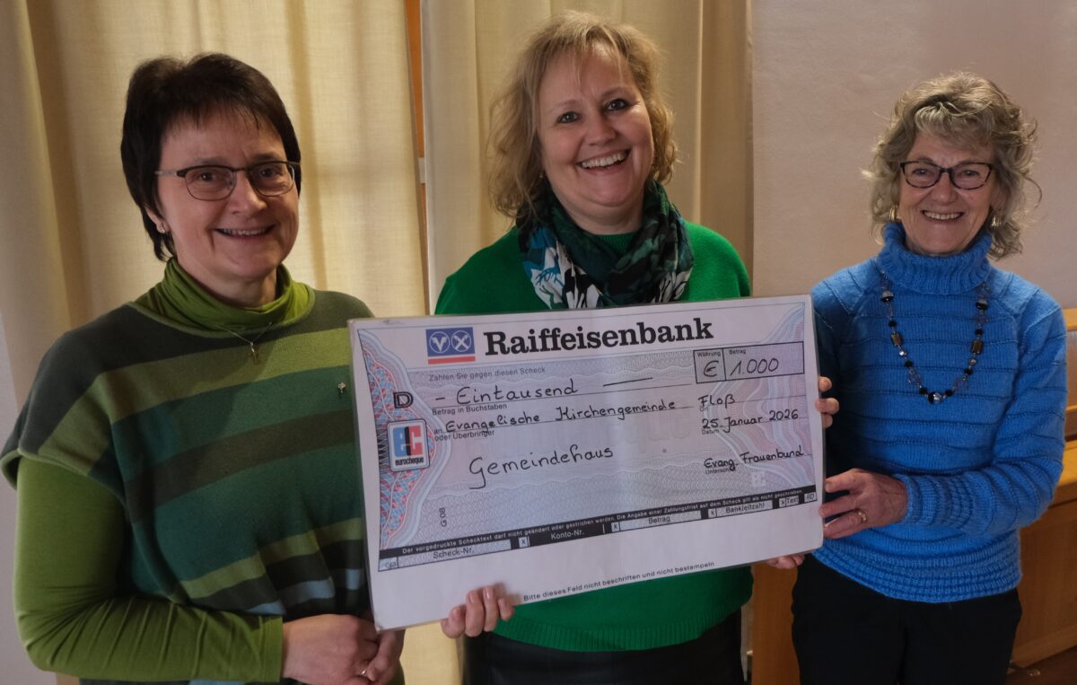 Evangelische Frauengemeinschaft spendet in Floß 1.000 EUR an Kirchengemeinde