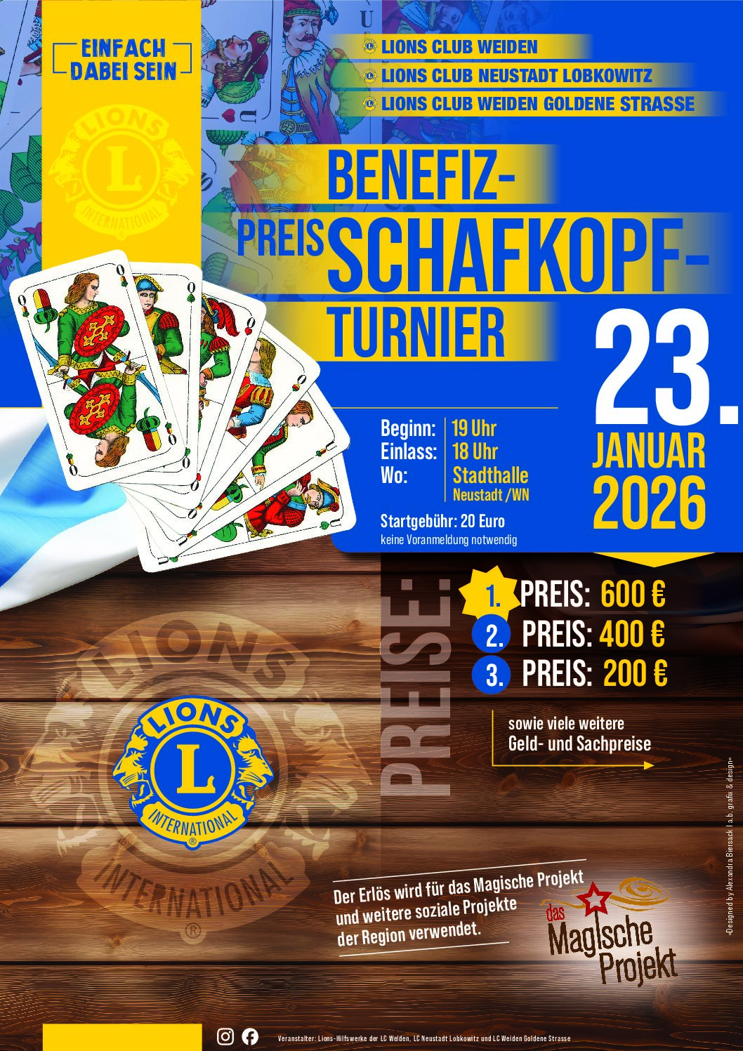 Spendenaufruf der Lions für Benefiz-Schafkopfturnier in Neustadt/WN