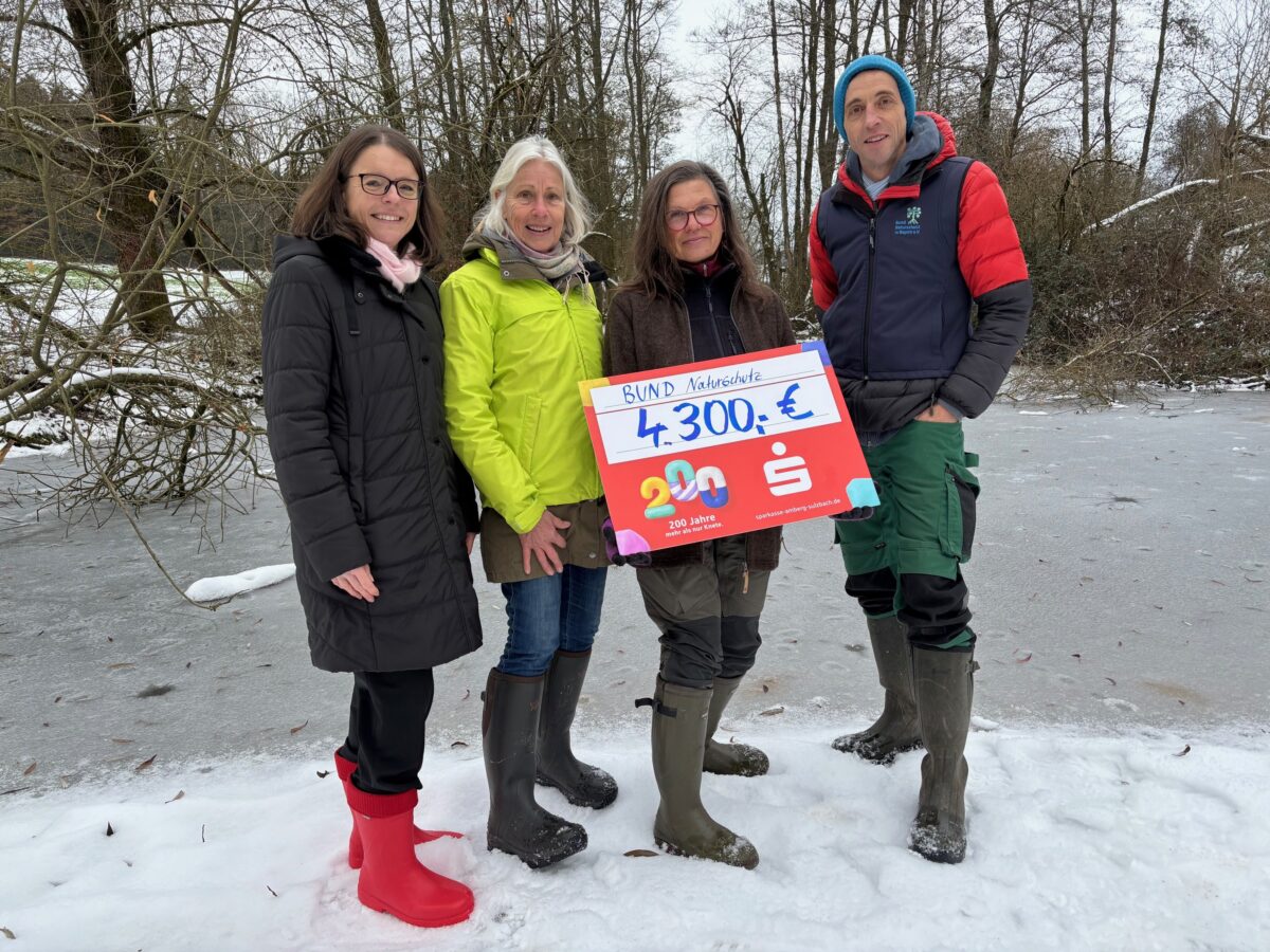 Sparkasse Amberg-Sulzbach spendet 4.300 Euro für Mertelweiher in Großalbershof