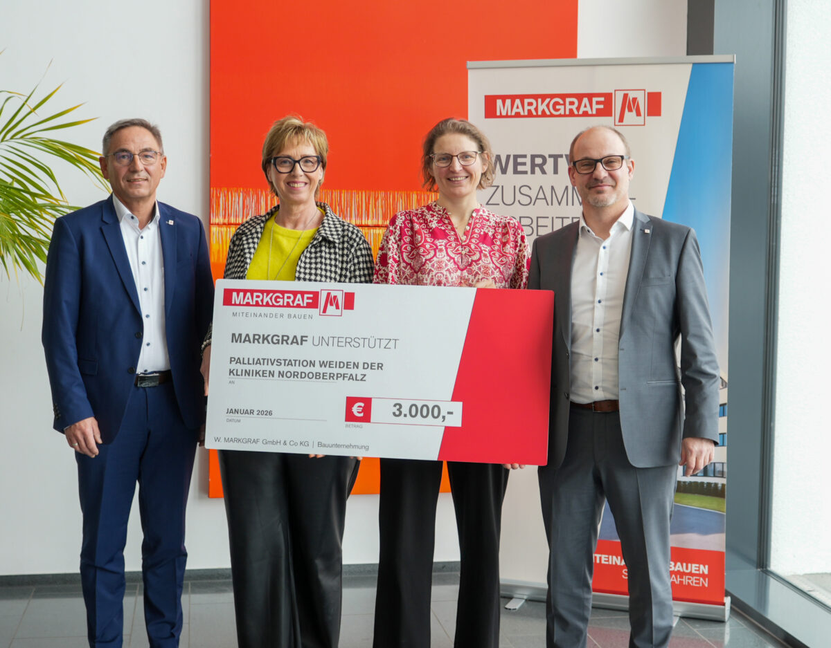 Baufirma Markgraf spendet 3.000 Euro an Palliativstation Weiden