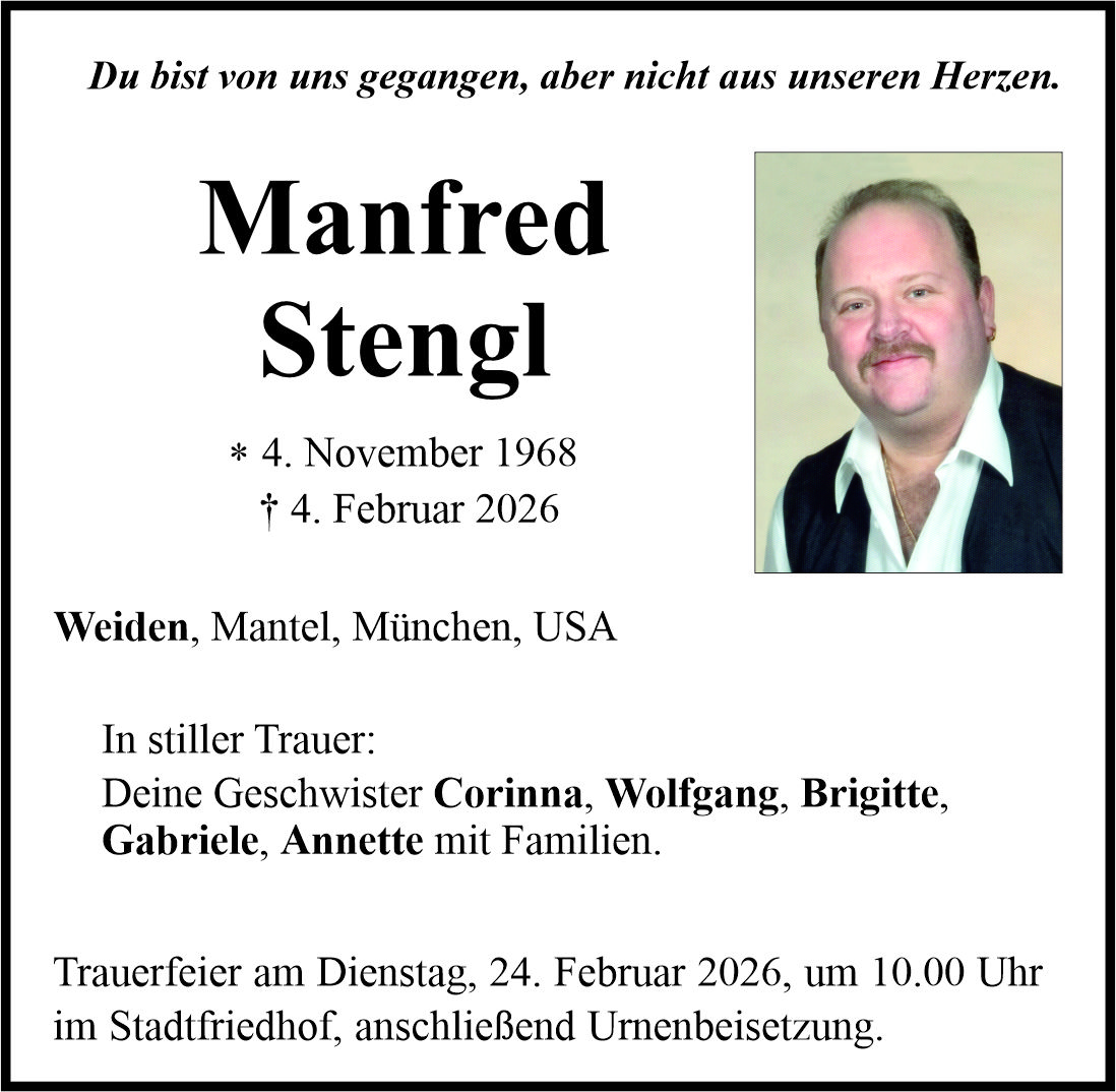 Traueranzeige Manfred Stengl, Weiden