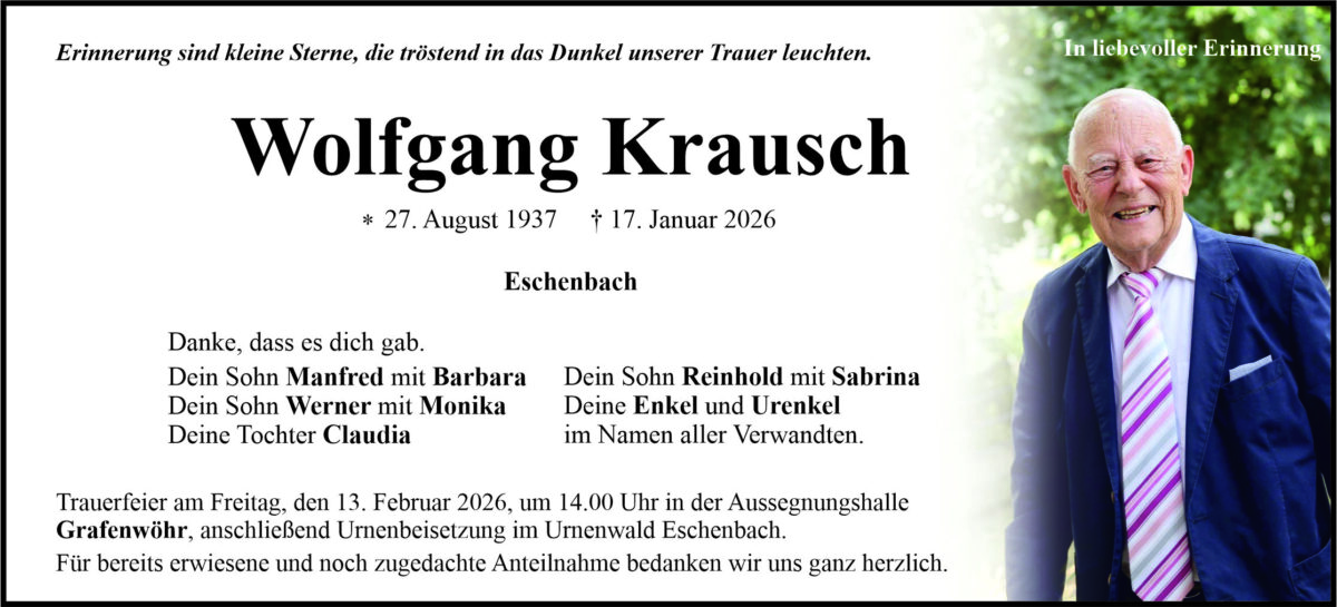 Traueranzeige Wolfgang Krausch, Eschenbach