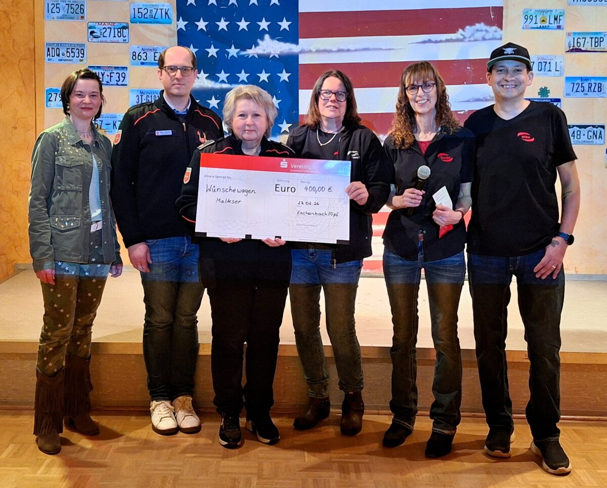 Spendenübergabe mit Herz: Flying Boots unterstützen Wünschewagen der Malteser