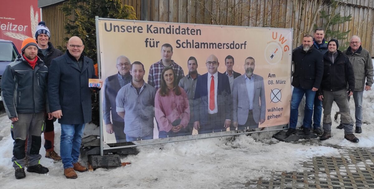 Wahlstart mit Bürgerbox und Schneemann in Schlammersdorf