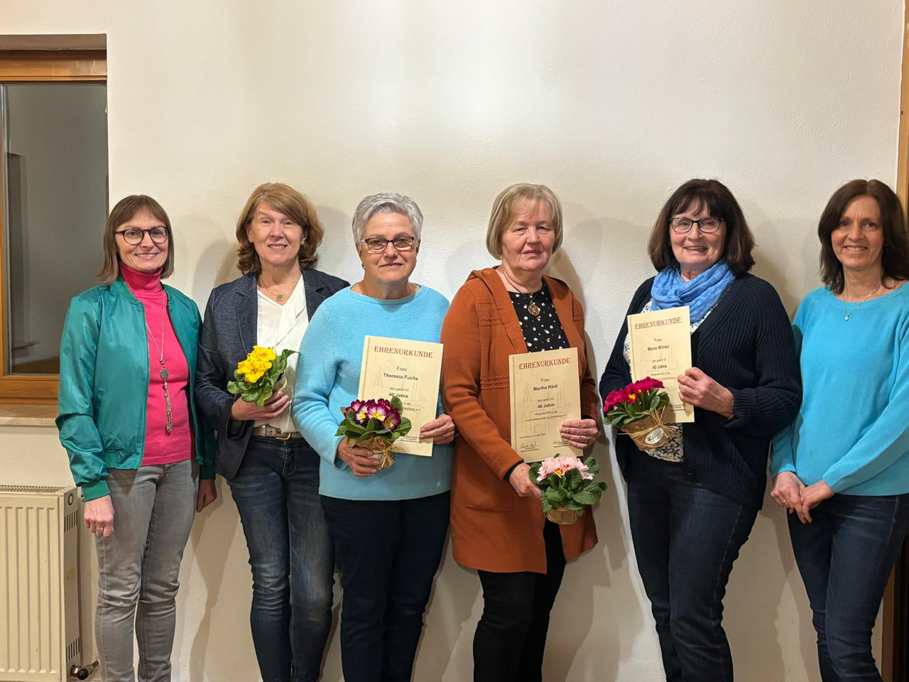 Ehrungen der Gymnastikgruppe Leuchtenberg für 40, 30 und 20 Jahre