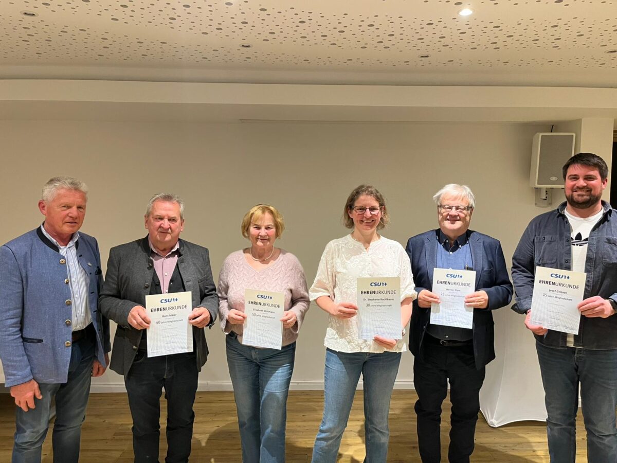 Langjährige CSU-Mitglieder in Tännesberg geehrt