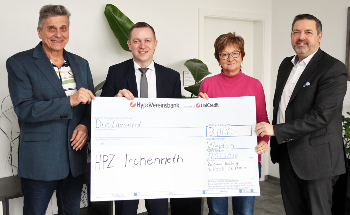 Scheck-Stiftung spendet 3.000 Euro fürs HPZ Irchenrieth