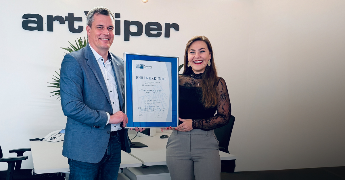IHK ehrt artViper zum 20-jährigen Jubiläum in Weiden