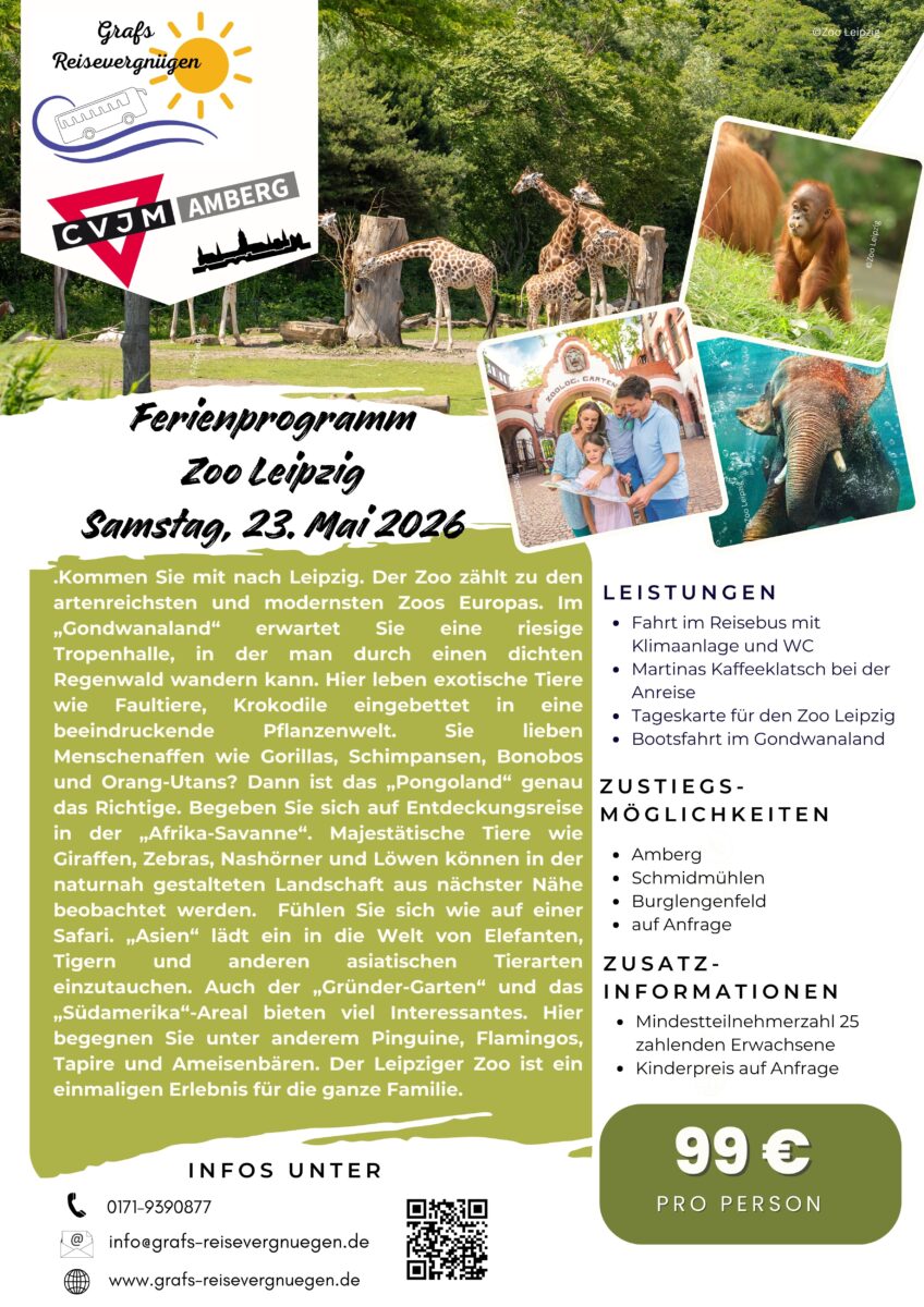 Pfingstausflug zum Zoo Leipzig startet in Amberg