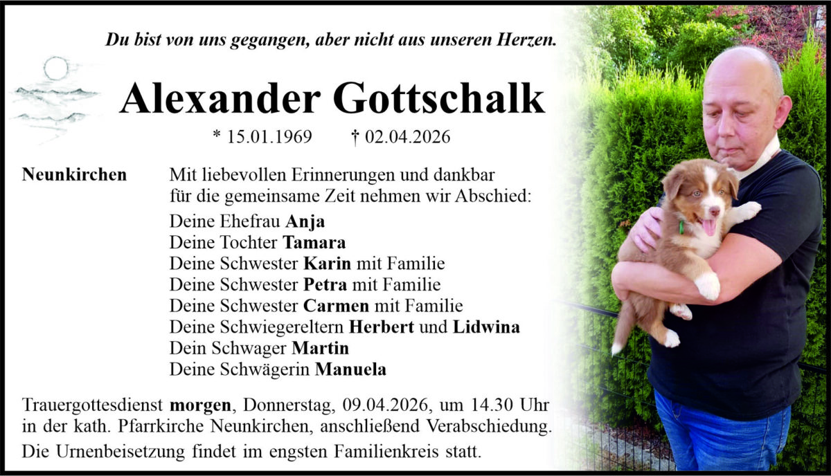 Traueranzeige Alexander Gottschalk, Neunkirchen