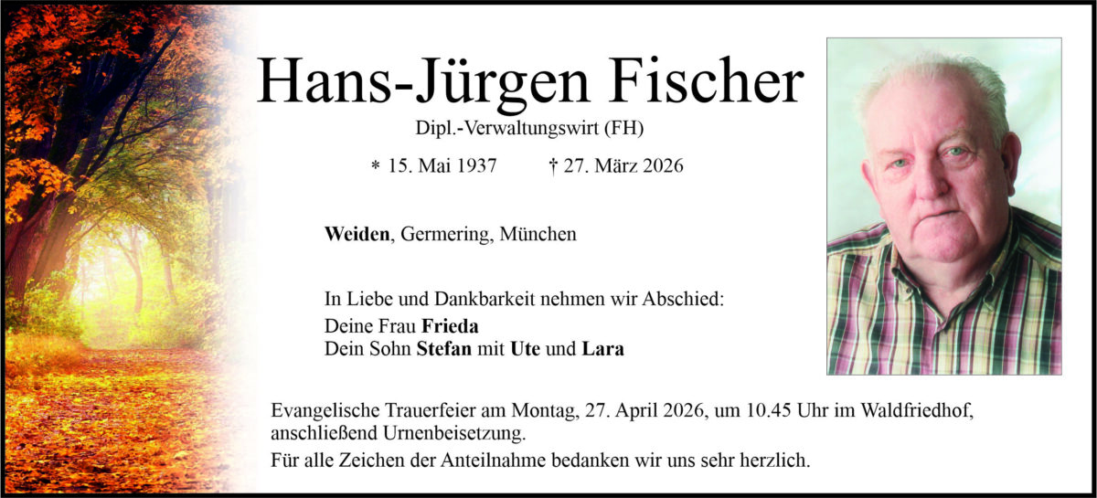 Traueranzeige Hans-Jürgen Fischer, Weiden