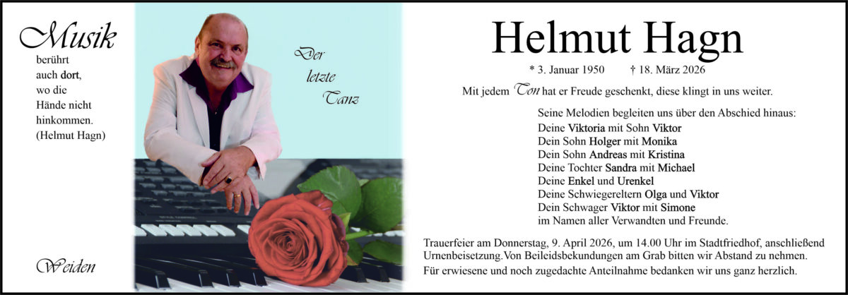 Traueranzeige Helmut Hagn, Weiden