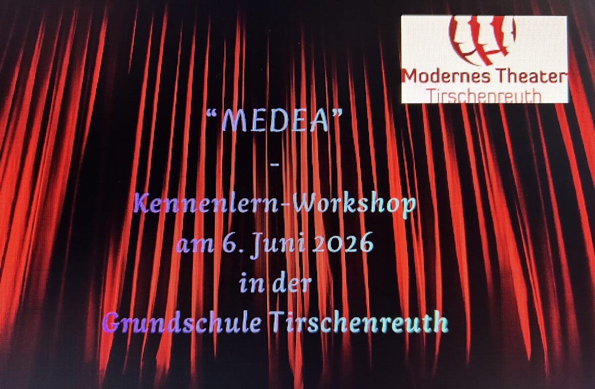 Das Moderne Theater Tirschenreuth e.V. spielt im Herbst 2026 "MEDEA" (Tirschenreuth / Kettelerhaus) und veranstaltet dazu für alle Interessierten am 6. Juni 2026 einen Kennenlern-Workshop