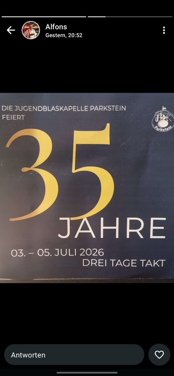 Feier zu 35 Jahren der Jugendblaskapelle in Parkstein
