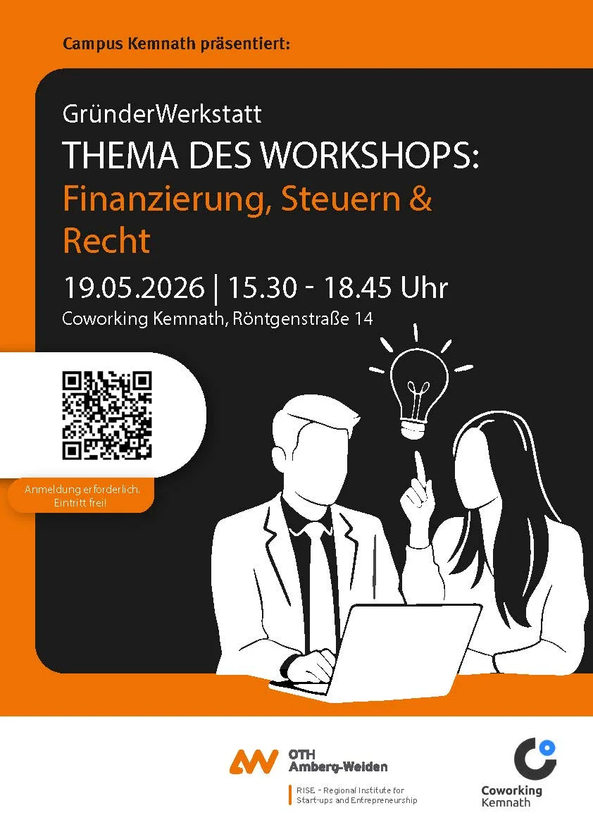 GründerWerkstatt zum Thema Finanzierung, Steuern &amp; Recht