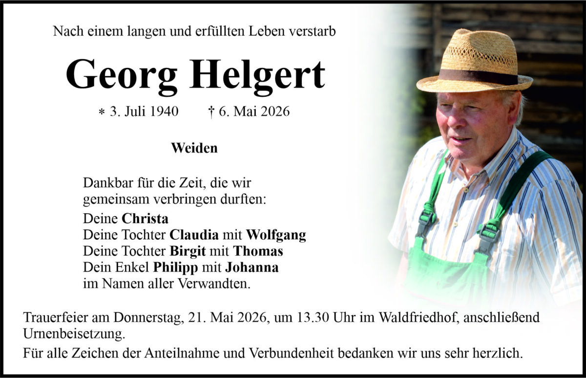 Traueranzeige Georg Helgert, Weiden