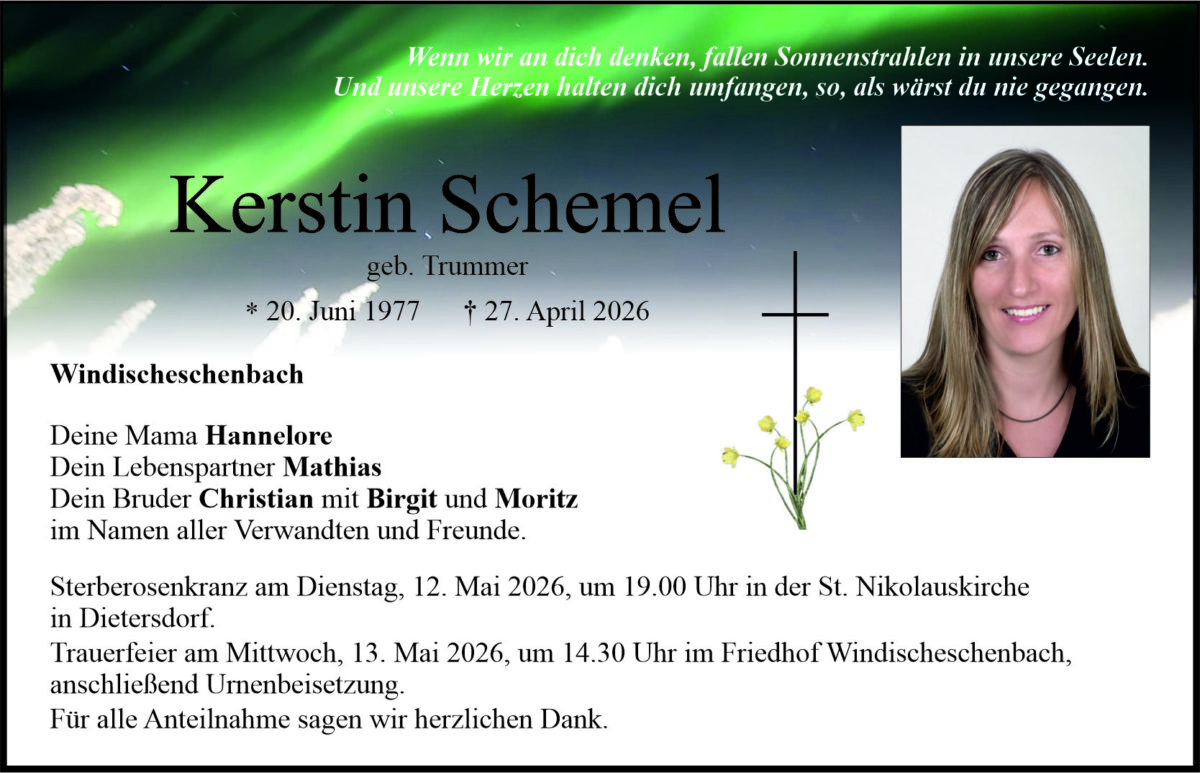Traueranzeige Kerstin Schemel, Windischeschenbach