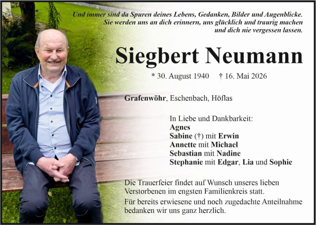 Traueranzeige Siegbert Neumann, Grafenwöhr