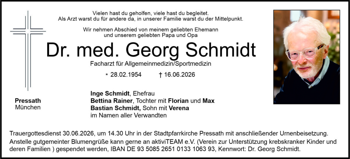 Traueranzeige Georg Schmidt, Pressath