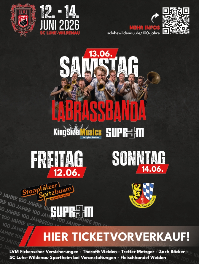 100 Jahre SC Luhe-Wildenau: Festzug, Frühschoppen &amp; Jubiläums-Olympiade für die ganze Familie
