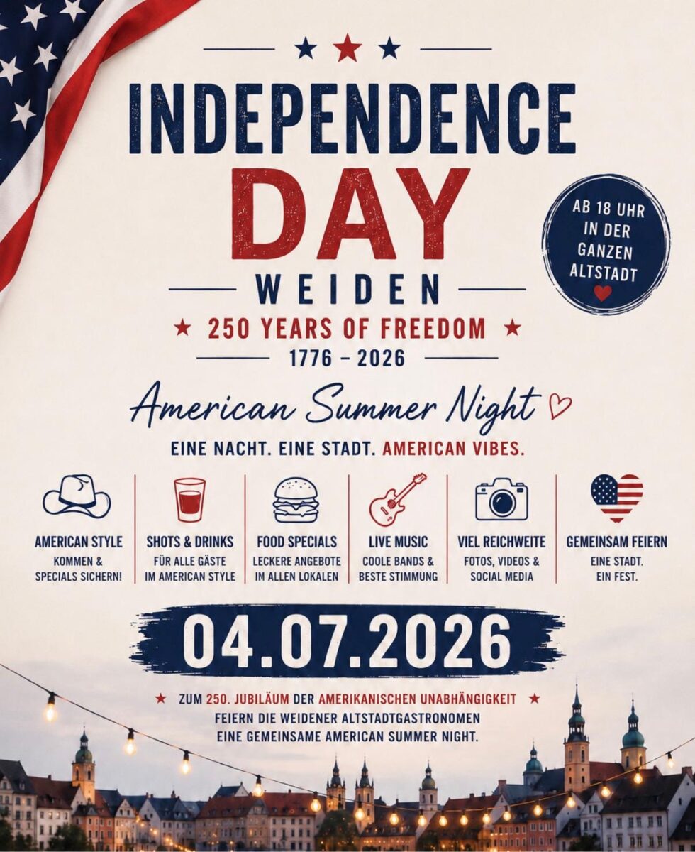 Innenstadt feiert 250 Jahre Independence Day in Weiden