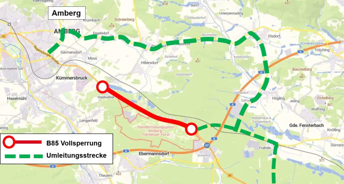 Kurz notiert: Amberg - B85-Vollsperrung