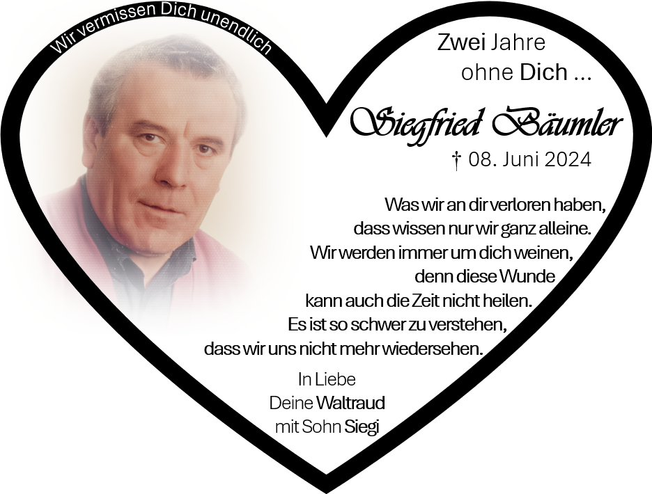 Memoriums-Anzeige Siegfried Bäumler, Altenstadt/WN