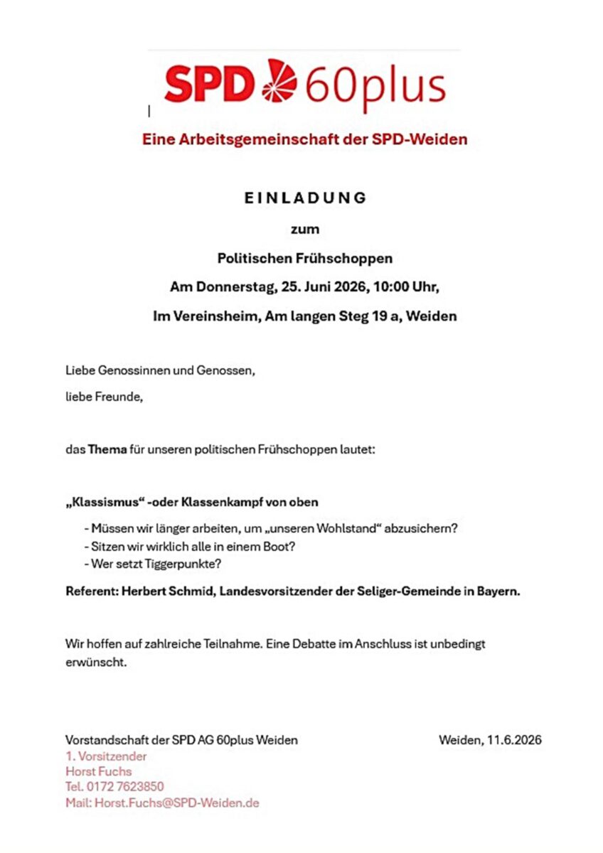 Politischer Frühschoppen zu Klassismus bei SPD 60plus in Weiden
