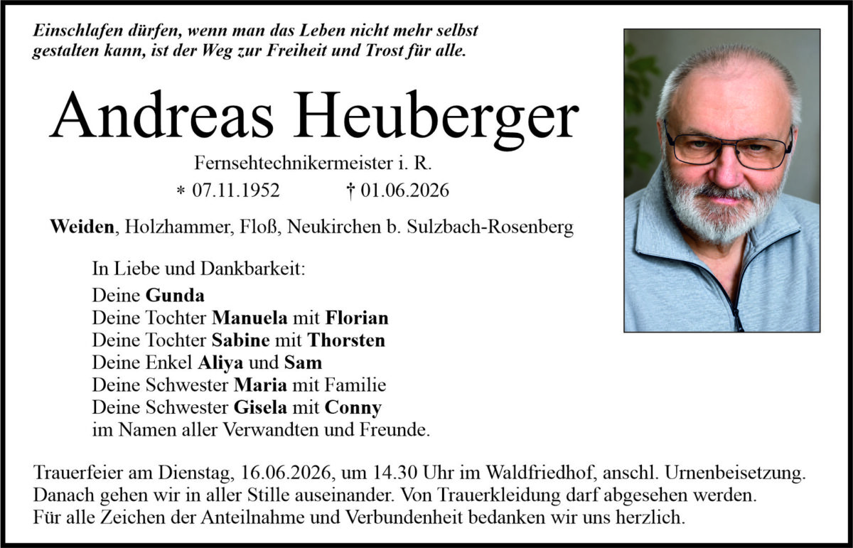 Traueranzeige Andreas Heuberger, Weiden
