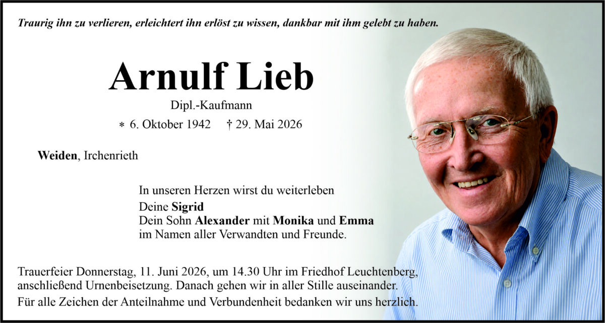 Traueranzeige Arnulf Lieb, Weiden