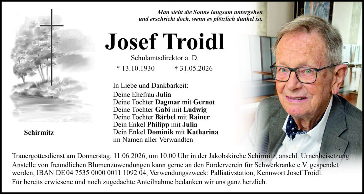 Traueranzeige Josef Troidl, Weiden
