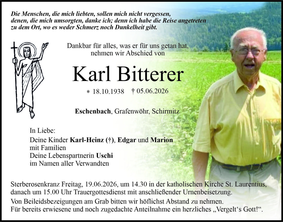 Traueranzeige Karl Bitterer, Eschenbach