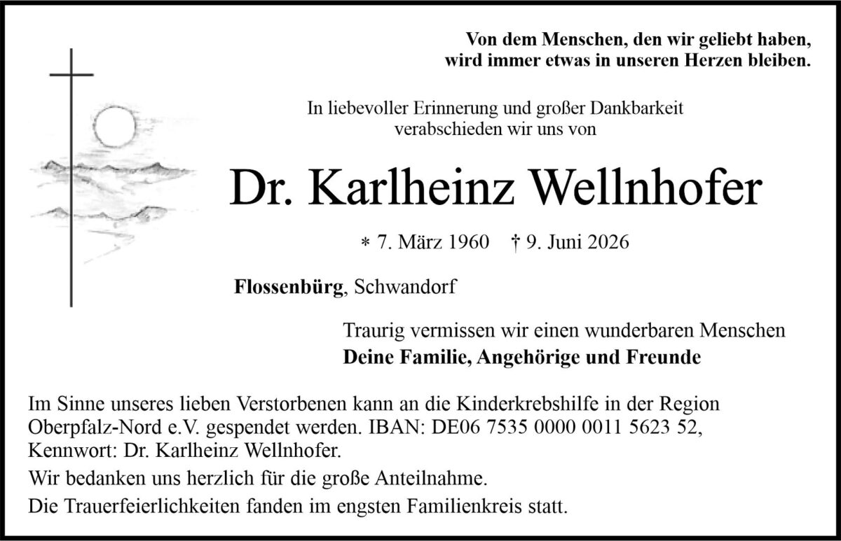 Traueranzeige Karlheinz Wellnhofer, Flossenbürg
