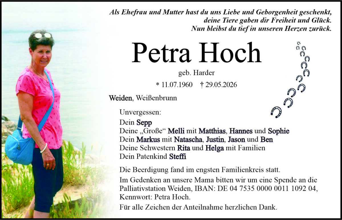 Traueranzeige Petra Hoch, Weiden