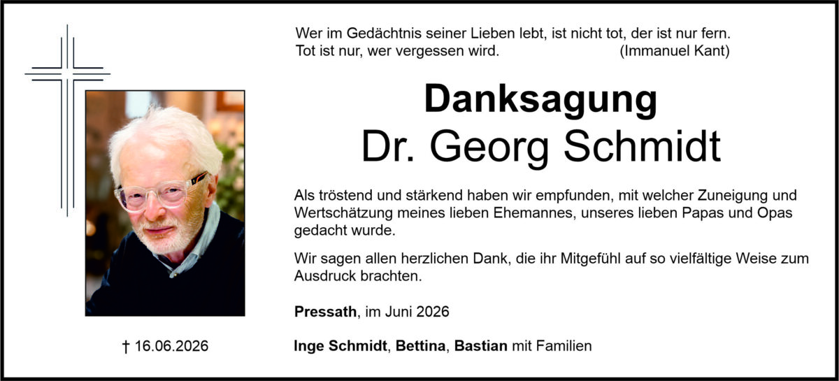 Danksagung Georg Schmidt, Pressath